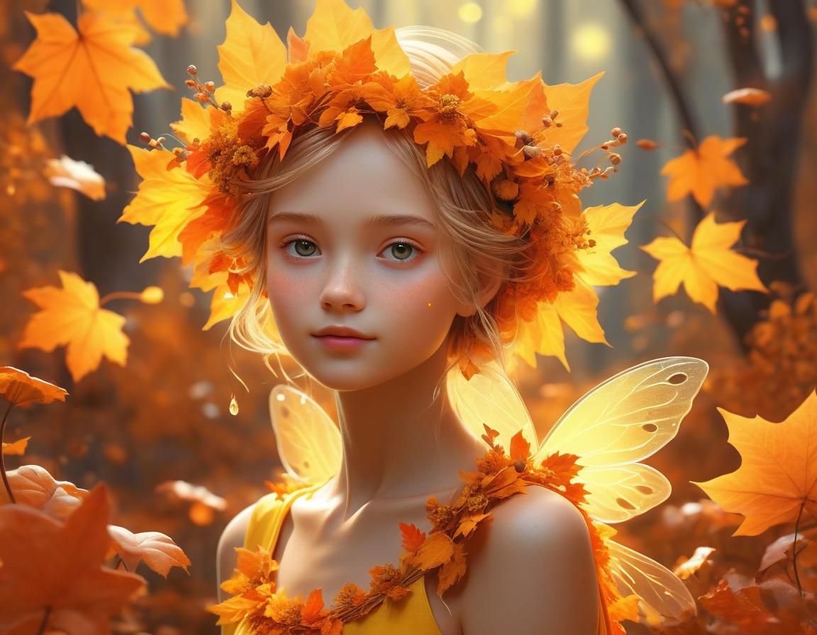 Ethereal Autumn Fairy Jane Jay: Surreal Digital Art
