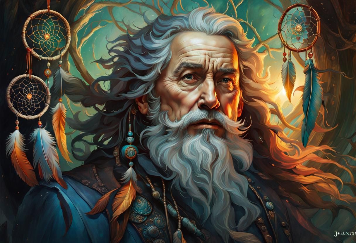 Celtic Druid Transformation in Surrealist Style