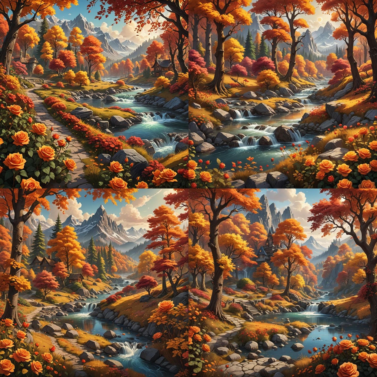 Autumnal Fairytale Landscape in Unreal Engine Style