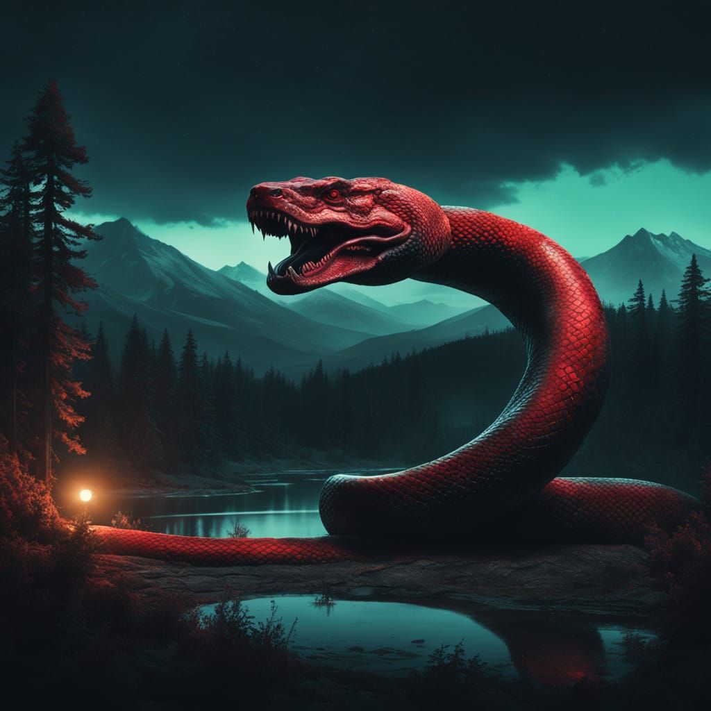 Epic Crimson Jade Serpent Shines in the Dark