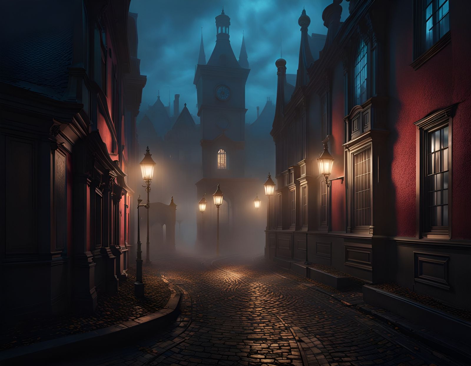 Haunted Gothic Town in Volumetric Lighting
