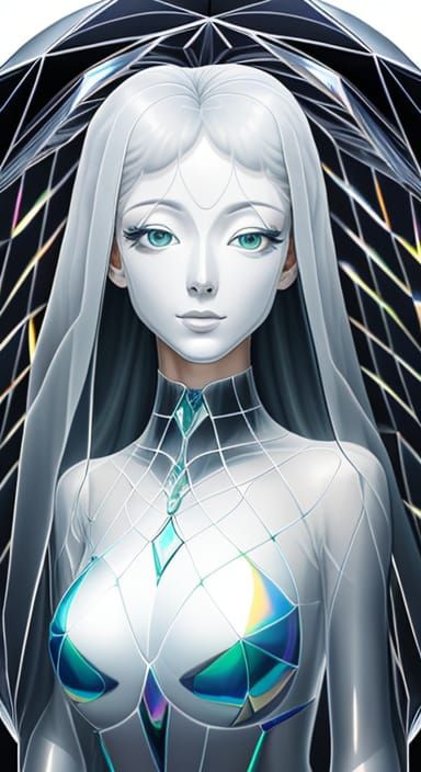 Surreal Transparent Woman Portrait with Prismatic Light
