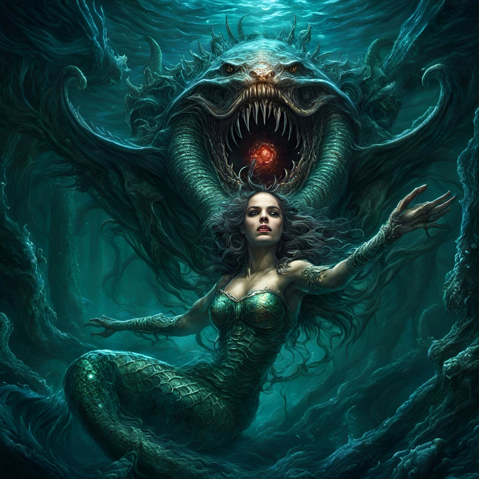 Menacing Mermaid Luring Victim to Watery Grave