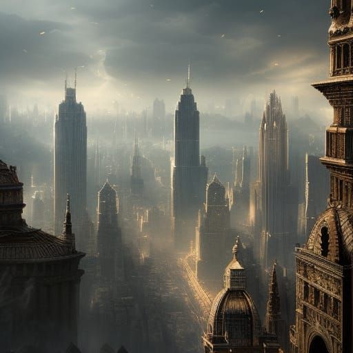 Epic Cinematic City Digital Matte Painting