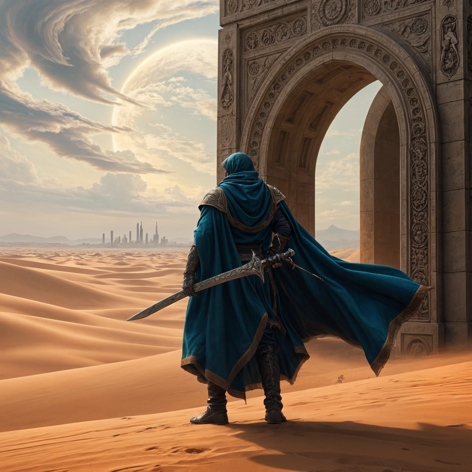 Desert Archway: A Digital Illustration of Adventure