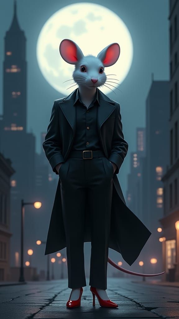 Regal White Mouse in Urban Elegance