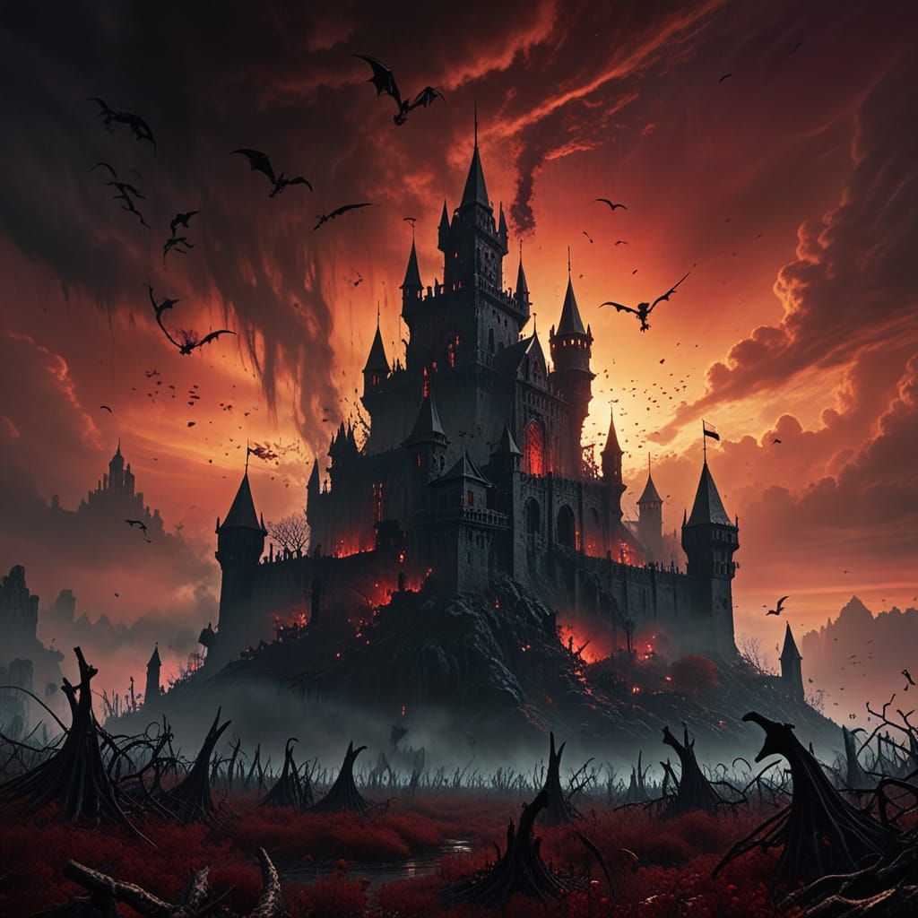 Flying Necro Fortress over Undead Swampland