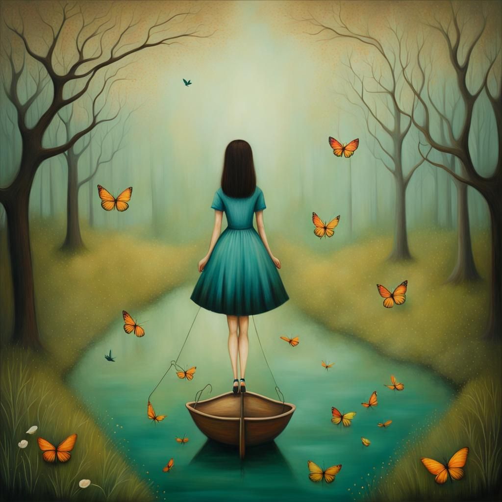 Magical Nature Scene in Whimsical Style