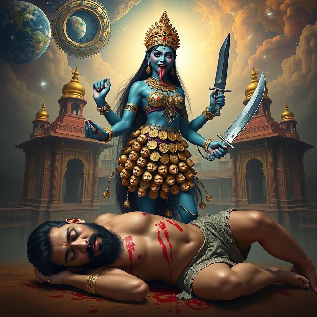 Indian Goddess Kali with Knife and Crown