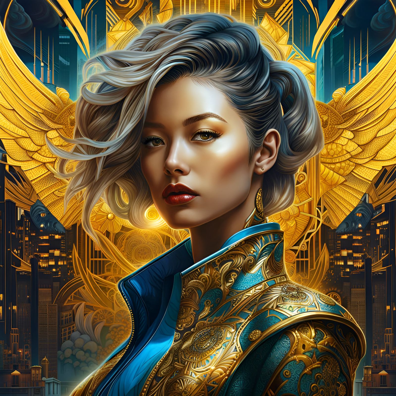 Cyberpunk Super Saiyan Double Exposure in Night City