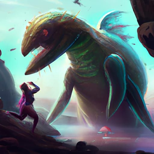 Damsel Swallowed by Slimy Sea Monster