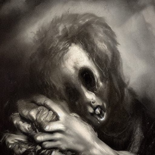 Visceral Horror: Grotesque Figure in Dark Expressionism