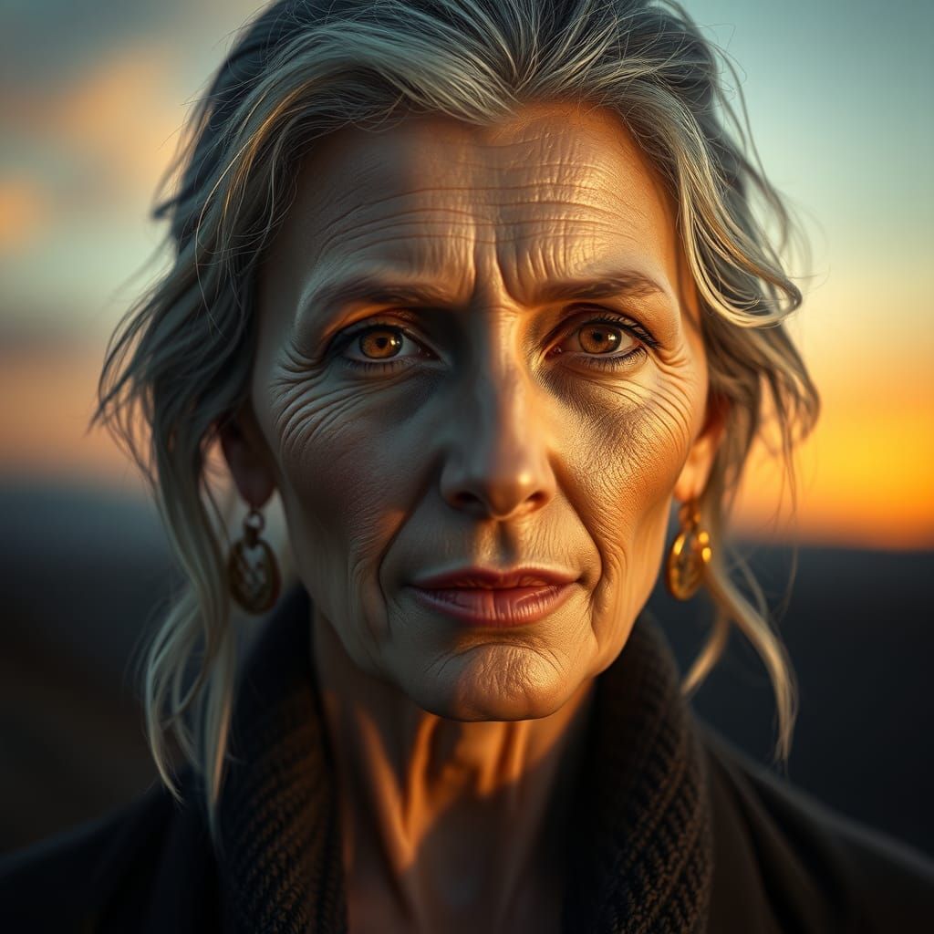 Photorealistic Portrait: Dichotomy of Youth and Age