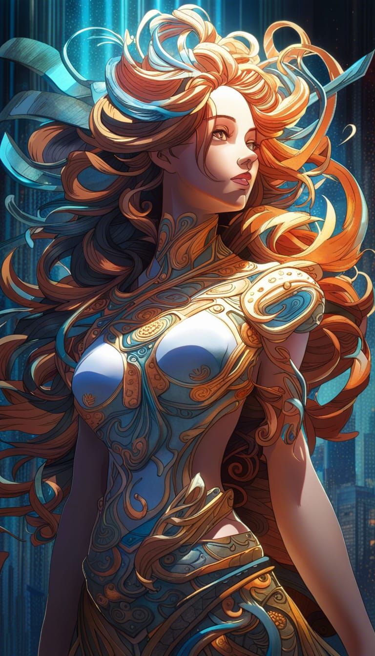 Futuristic Anime Goddess Bodybuilder Conceptual Art