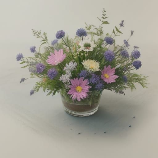 Cinematic Wildflower Still Life in Film Grain