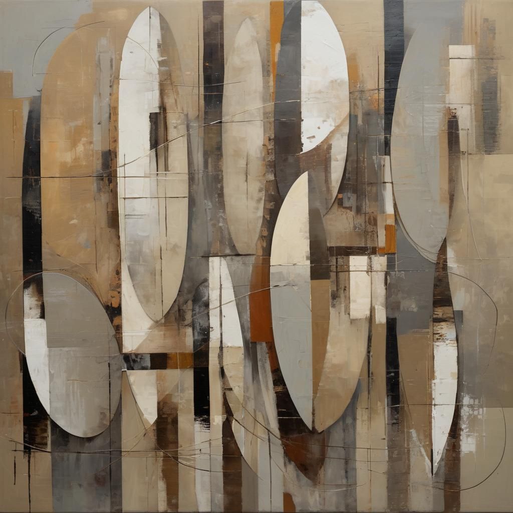 Geometric Abstract Painting with Curved Shapes