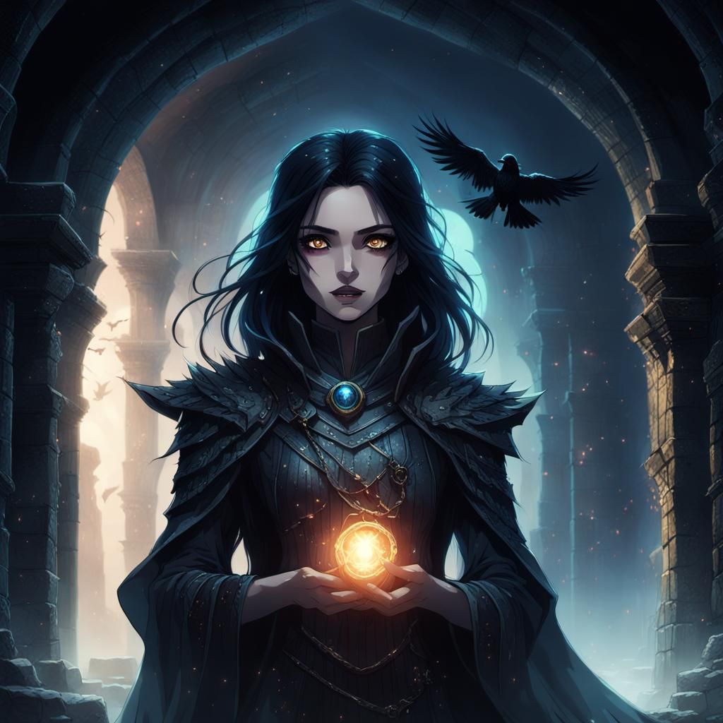 Dark Fantasy Manga: Enchanted Woman in Ancient Ruins