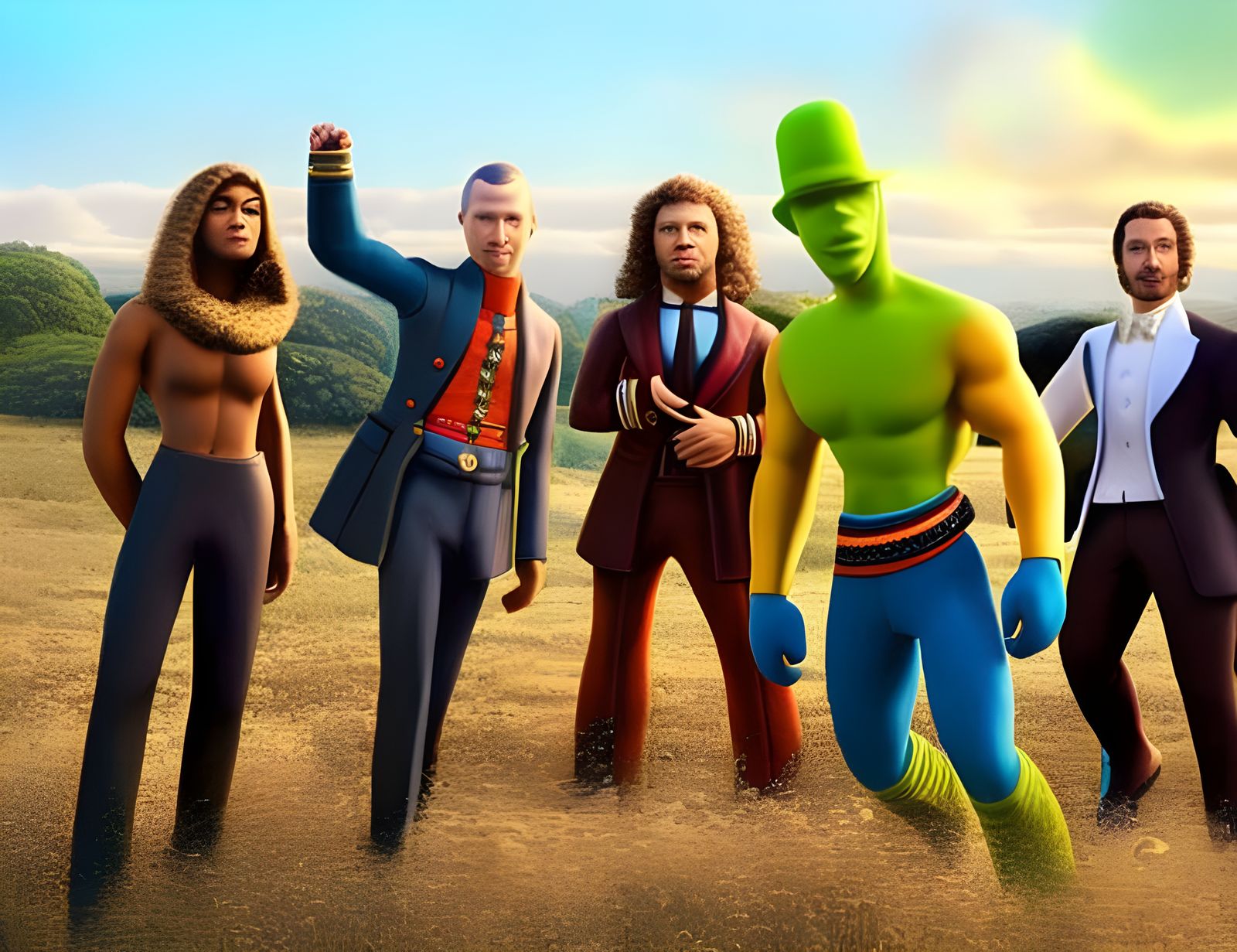 Cartoon Musicians Band in a Painterly Style