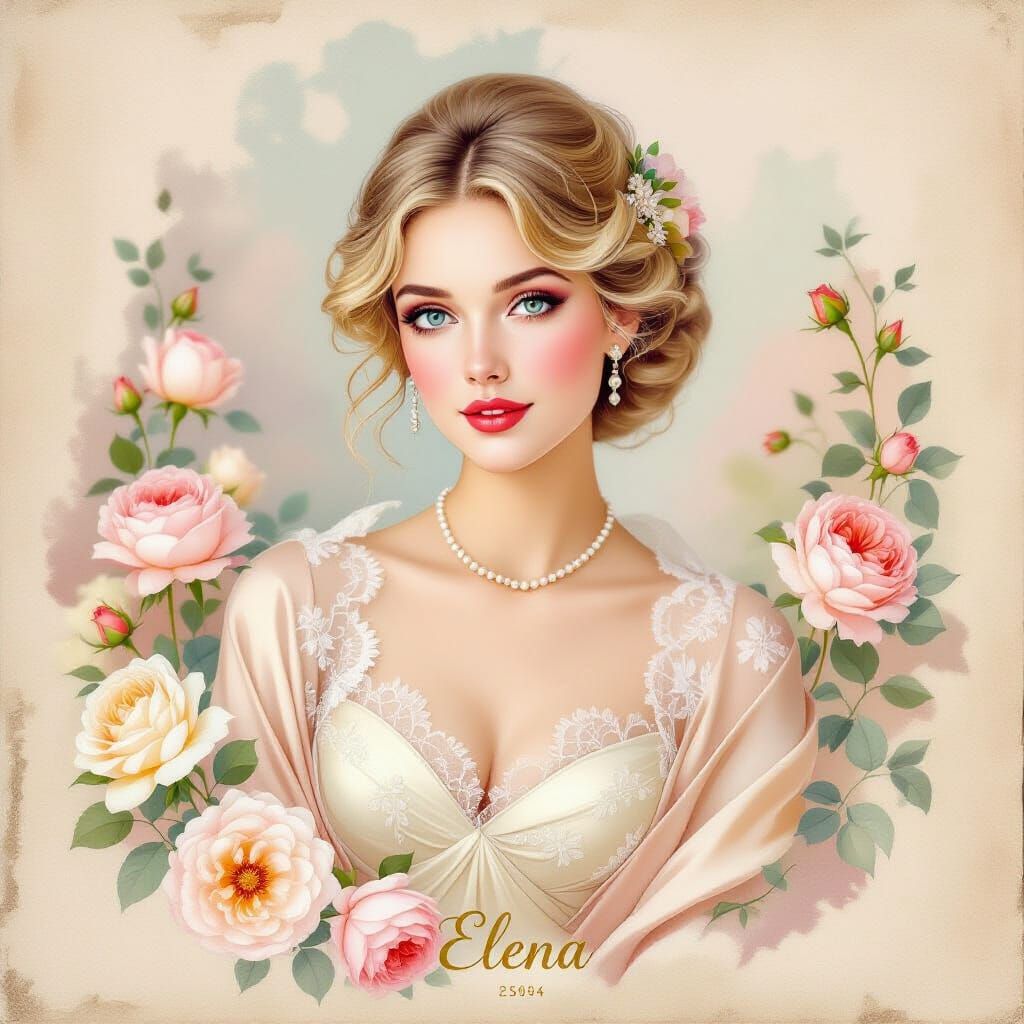 Romantic Vintage Woman Portrait in Ethereal Style