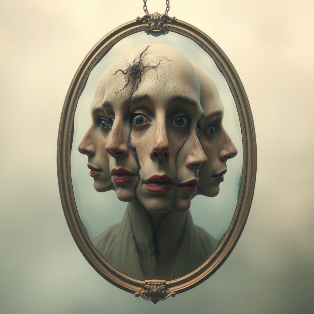 Abstract Faces in a Dreamlike Surrealist Mirror