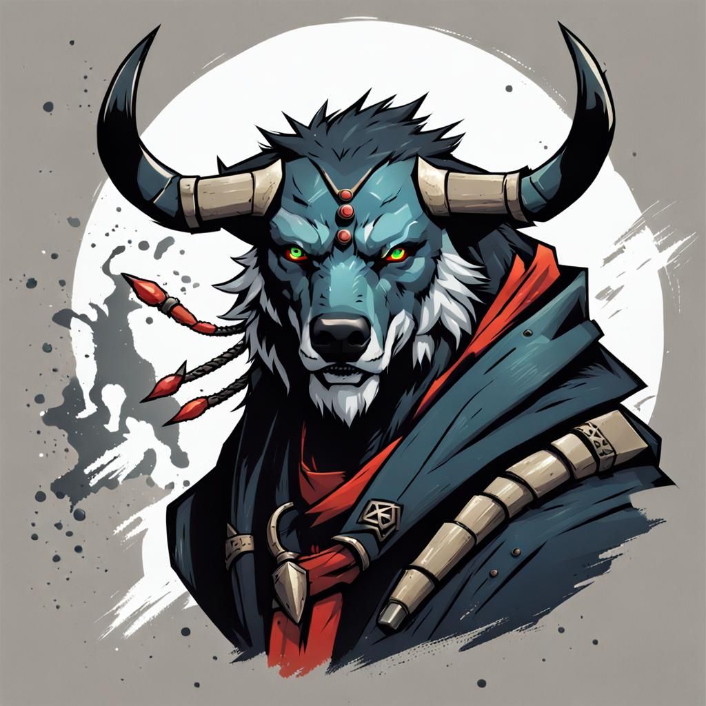 Realistic Female Mutant with Ox Head and Wolf Claws