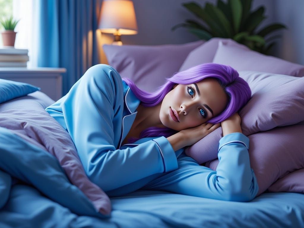 Lazy Woman Relaxing on Couch in Soft Colors