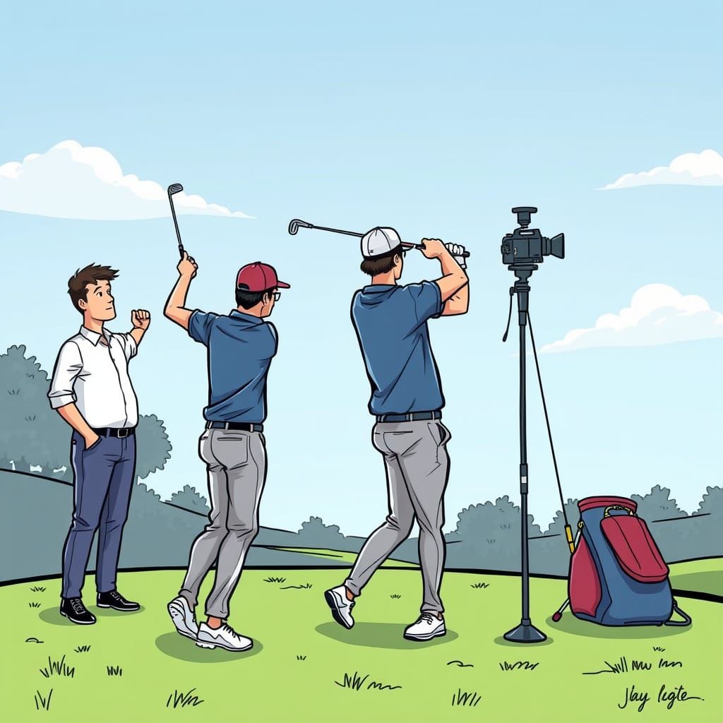 Cartoon Golfers Filmed on the Golf Course