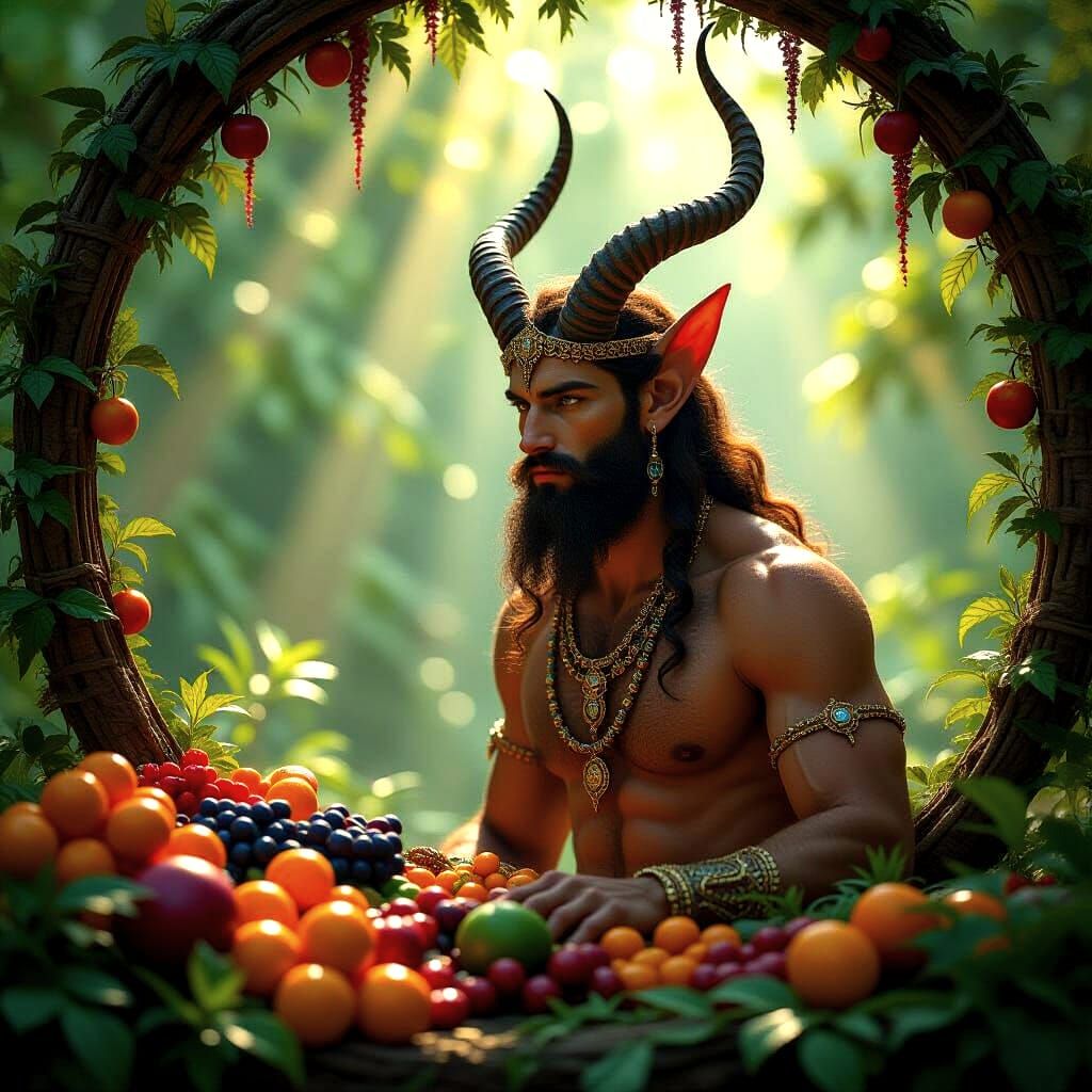 Majestic Faun in Sun-Dappled Forest Clearing