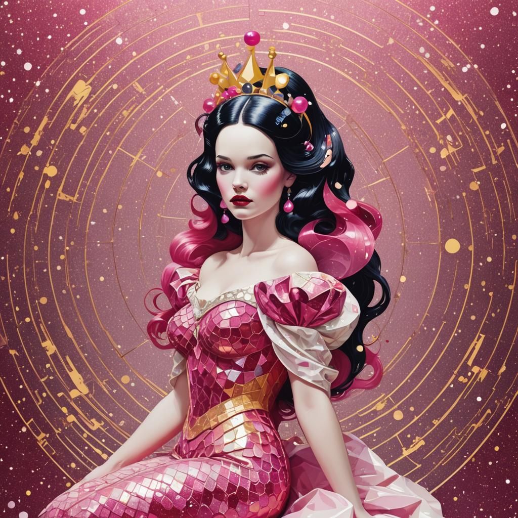 Snow White Space Mermaid in Pop Art Style