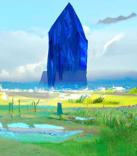 Lapis Lazuli Monolith on Stormy Coastline