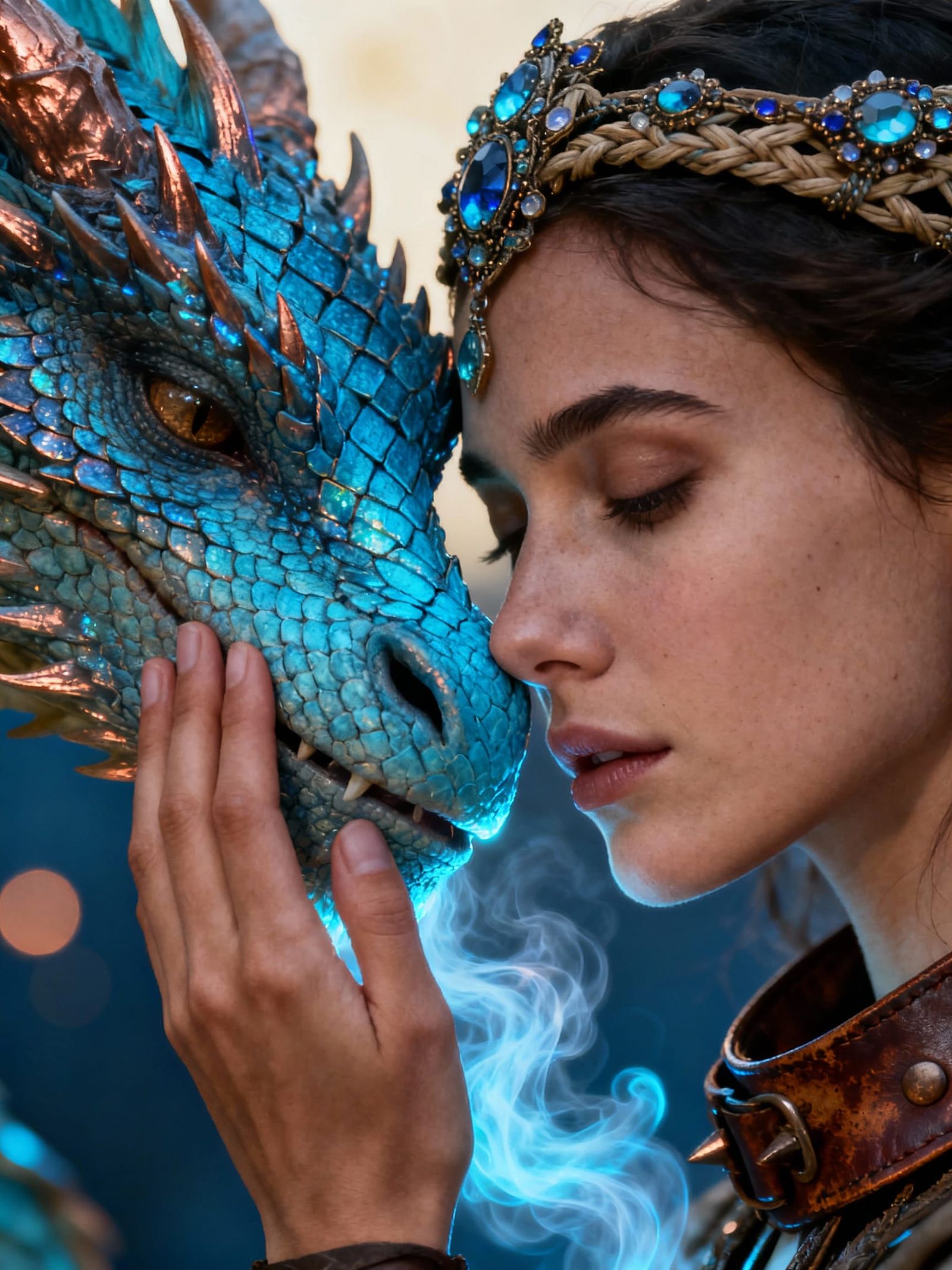 Mythical Woman and Dragon in Intimate Contact