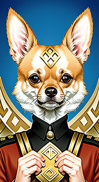 Impasto Art Deco Chihuahua in Magical Supermarket Scene