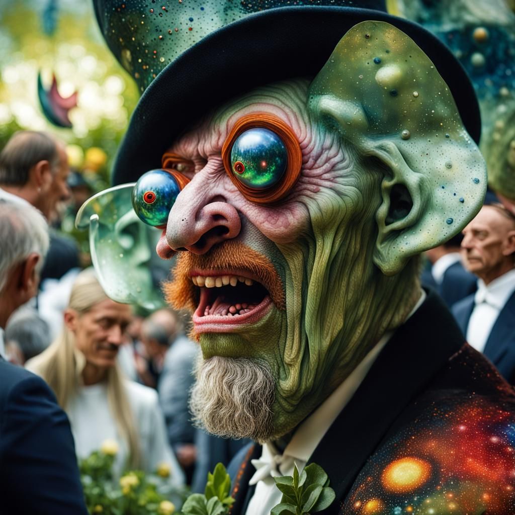 Alien Creatures Party in Hyperrealistic Style