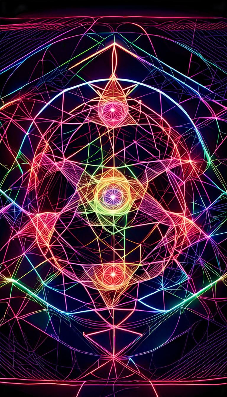 Sacred Geometry with Quantum Elements in Neon 3D