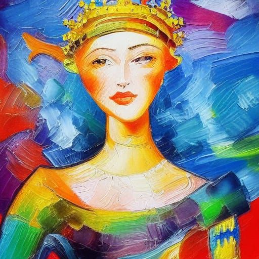 Medieval Empress in Expressionist Impasto Style