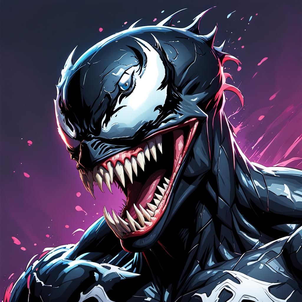 Pixelated Batboy Venom in Hyperrealistic Style