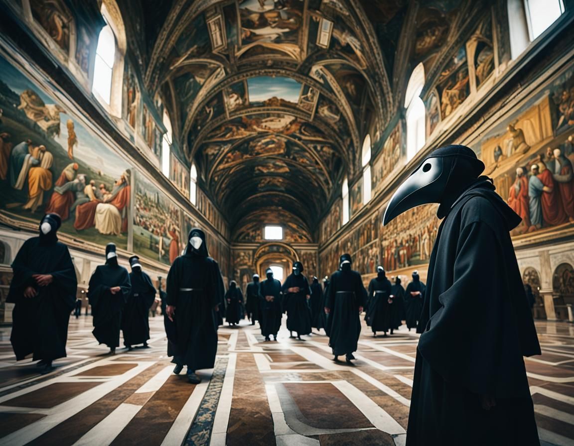 Plague Doctor Visits Sistine Chapel: Hypermaximalist Photogr...