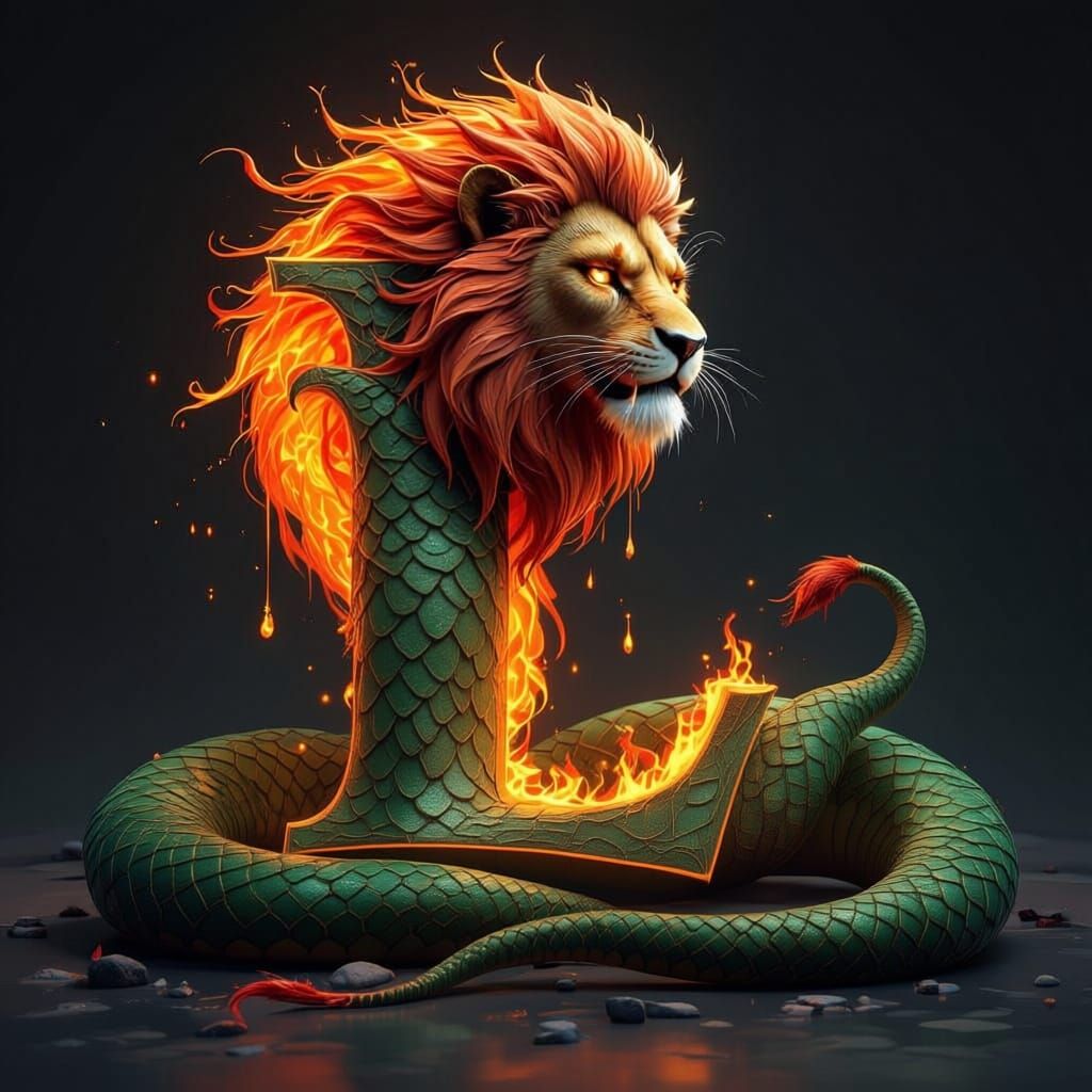 Laminarion Creature Coiled Around Letter L