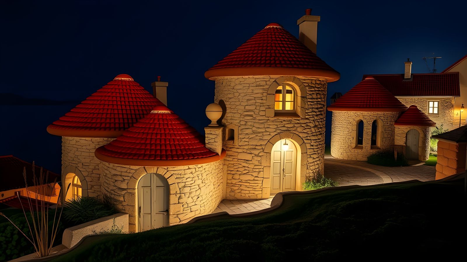 Charming Dalmatian Village Under Starry Night