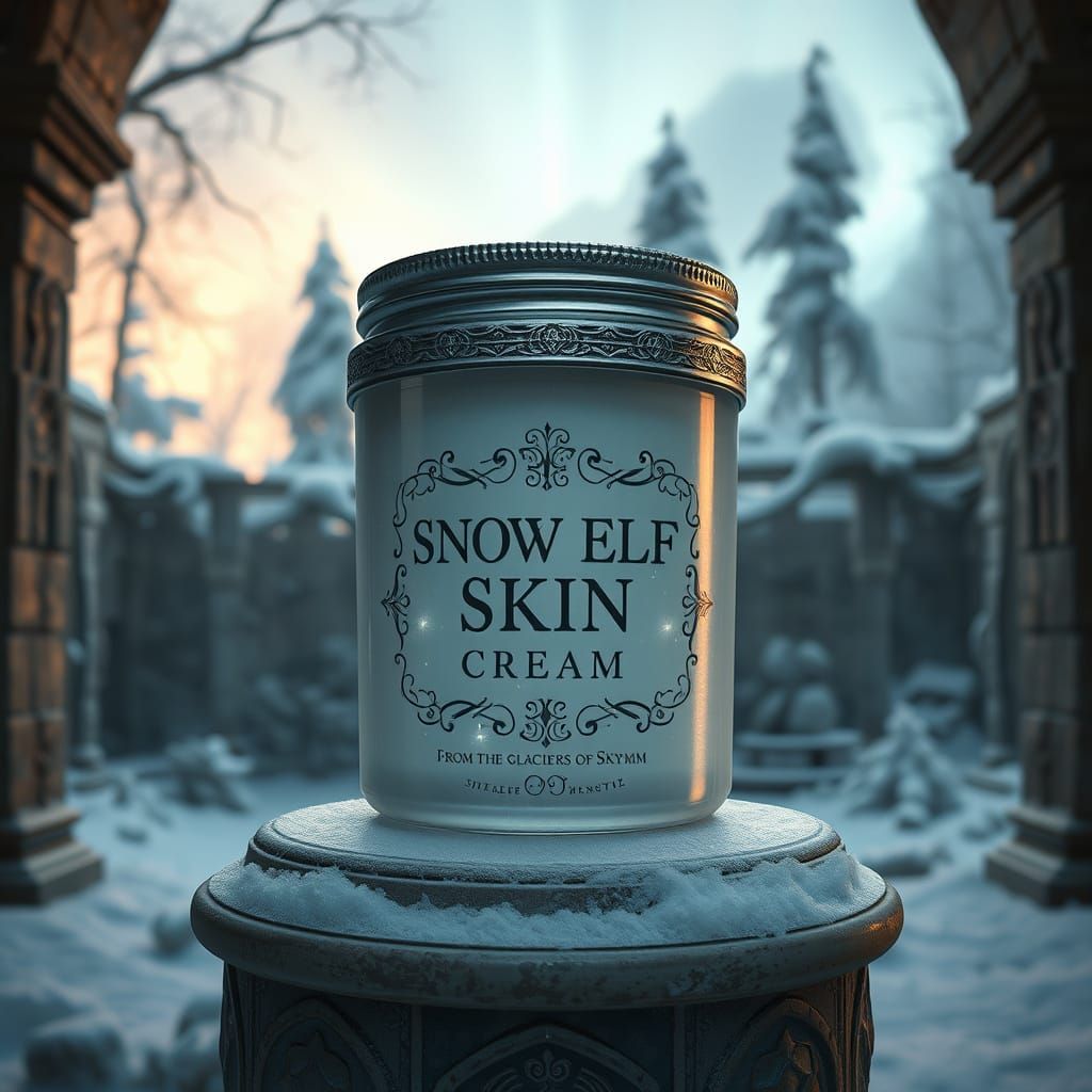 Ethereal Snow Elf Skin Cream Jar in Ancient Falmer Ruin