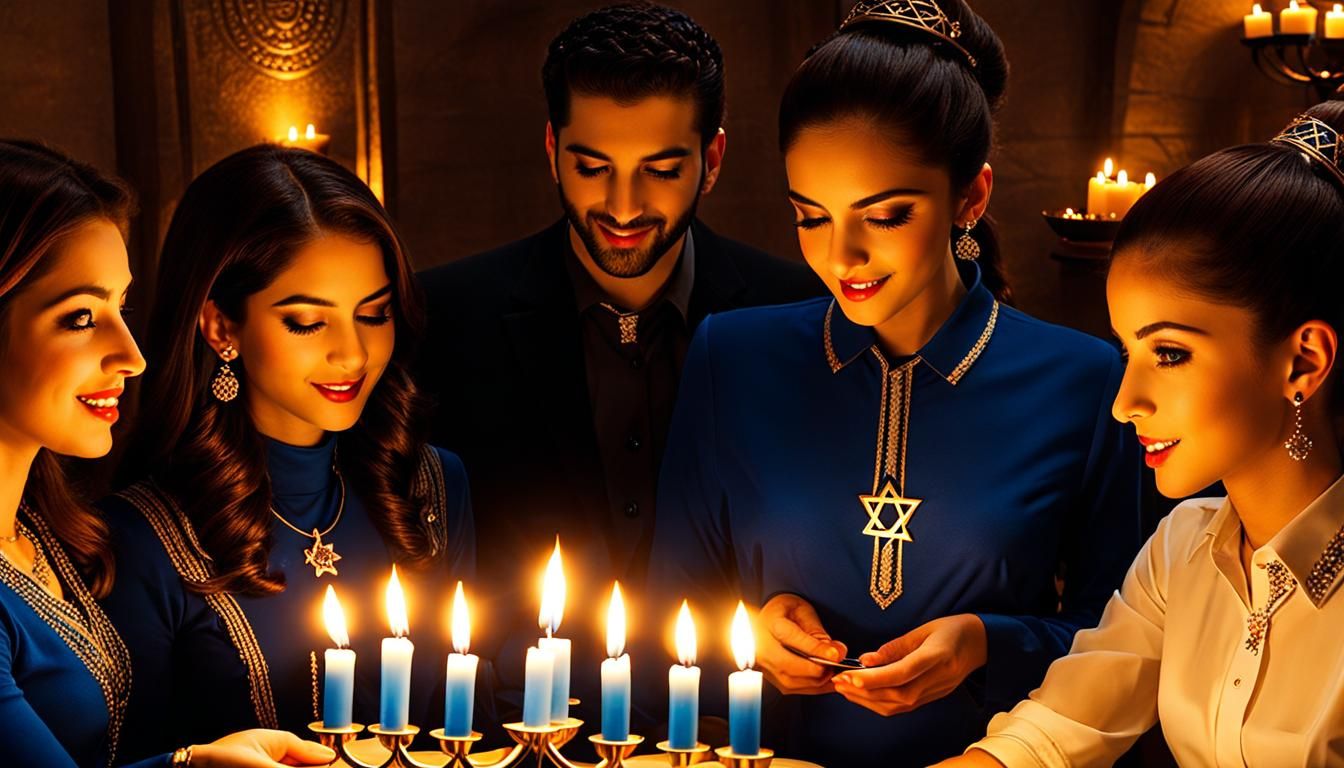 Festive Hanukkah Celebration with Bright Decorations
