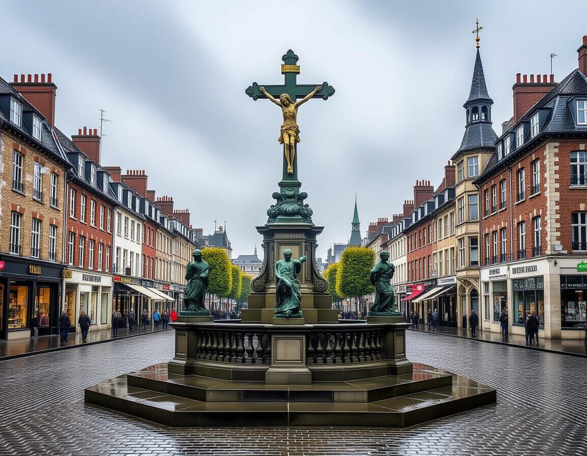 Ornate Cross Amidst a Turning World: HDR Image