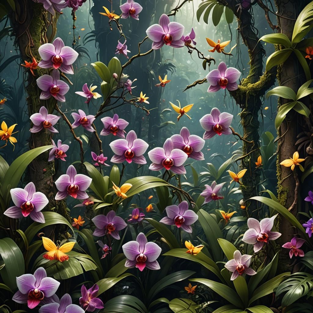 Orchid Buttons Bloom in Jungle Fantasy