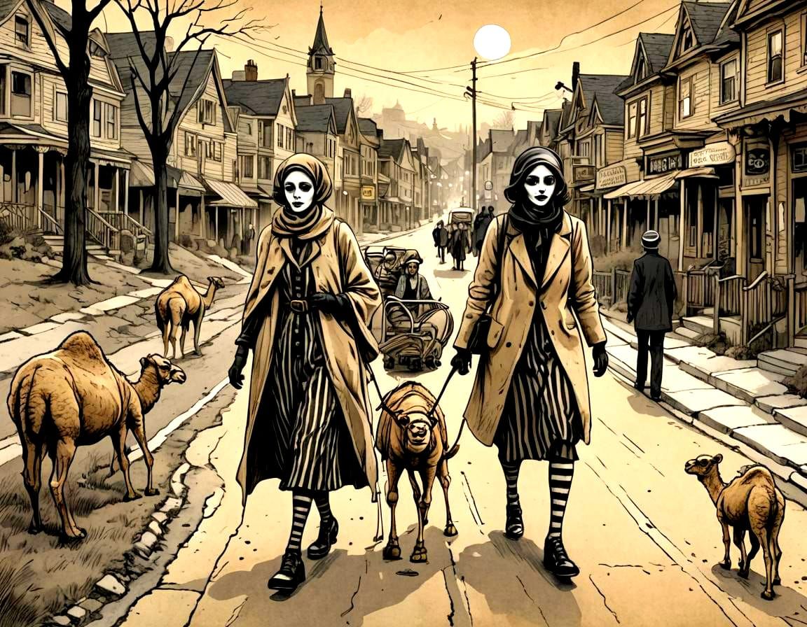 Whimsical Gothic Illustration of Wednesday Addams