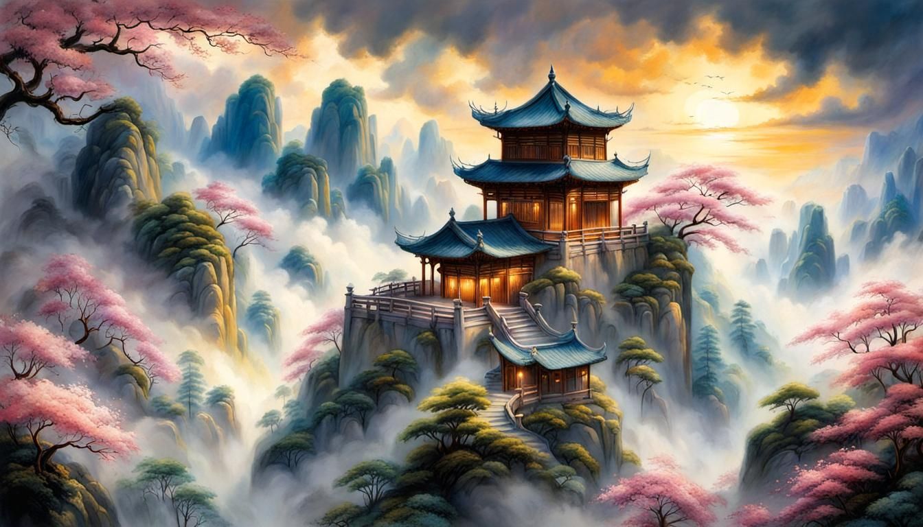 Dreamlike Chinese Ink Painting with 3D Rendering