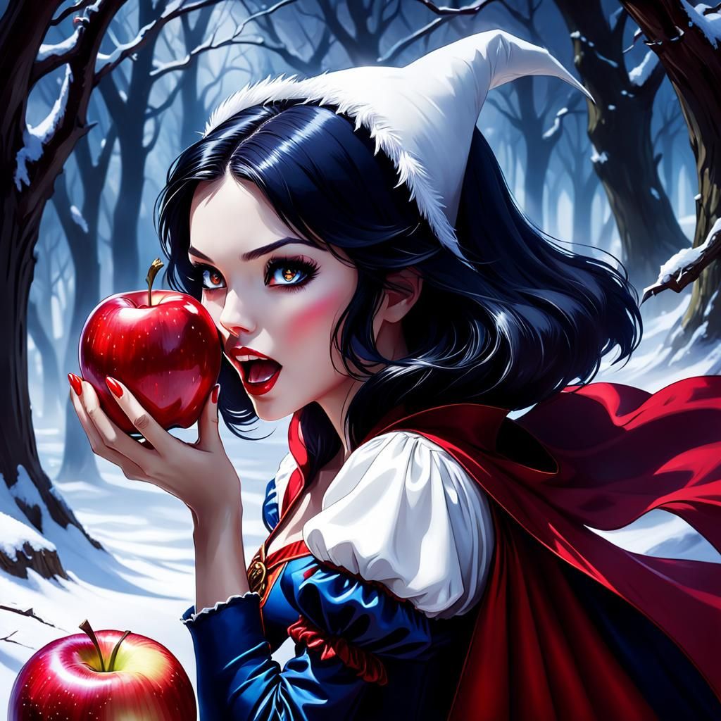 Snow White as Vampire Biting Apple