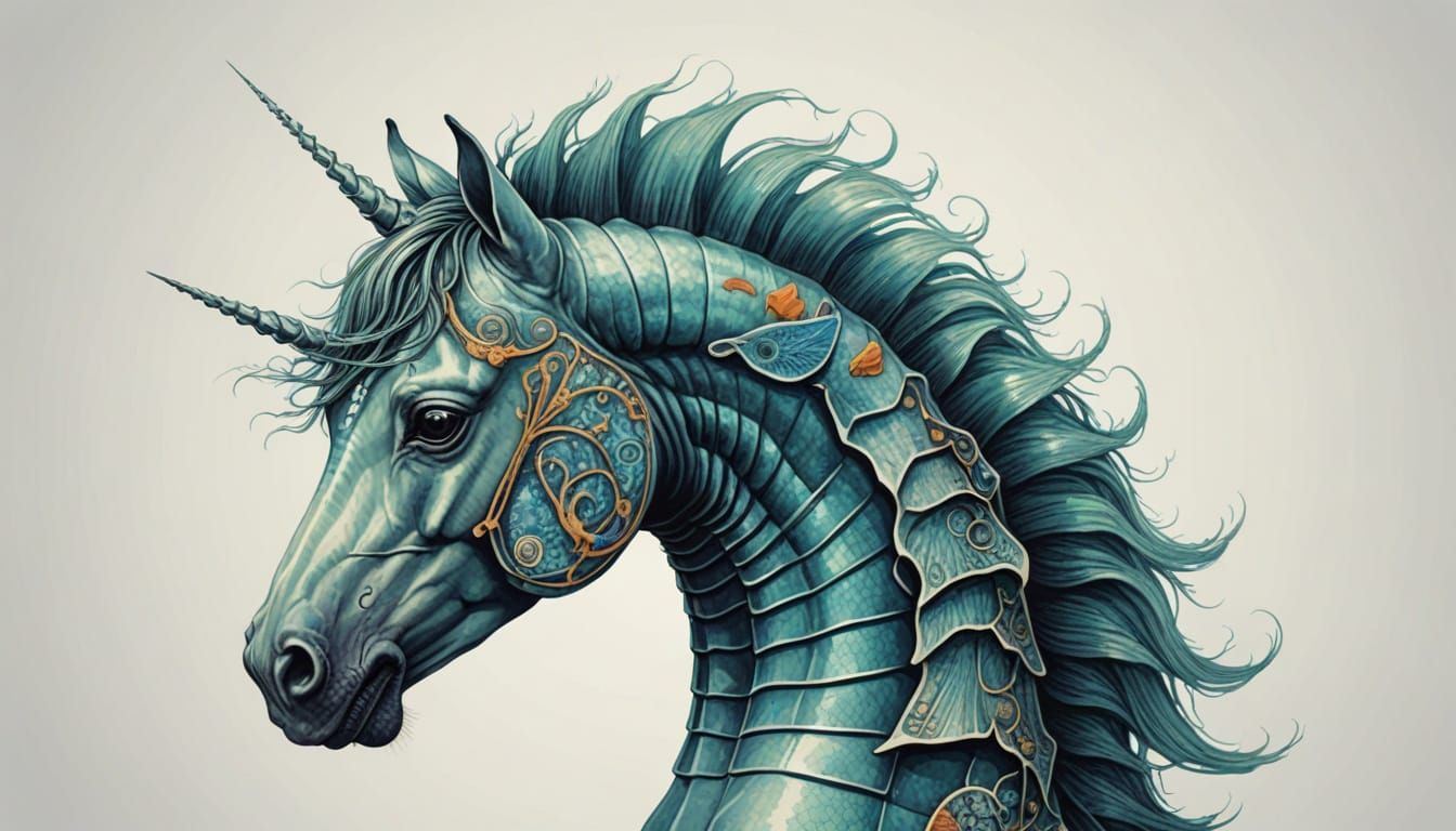 Mythical Seahorse Creature: Horse with Fish Tail