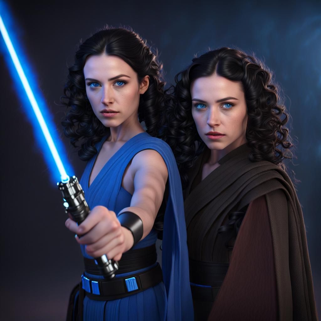 Female Jedi Master Teaching Apprentice: Fantasy Concept Art