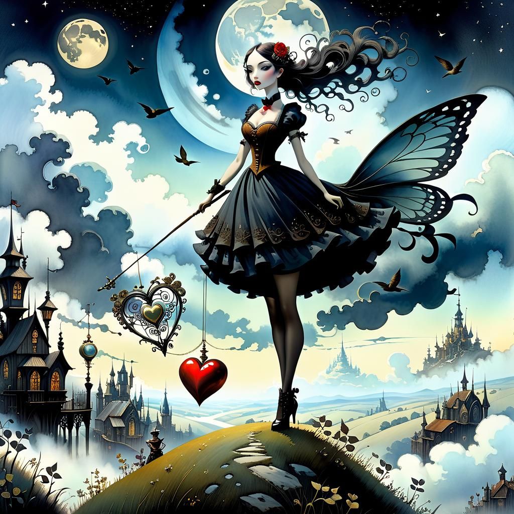 Girl with Big Heart: Bluegrass Watercolor Masterpiece