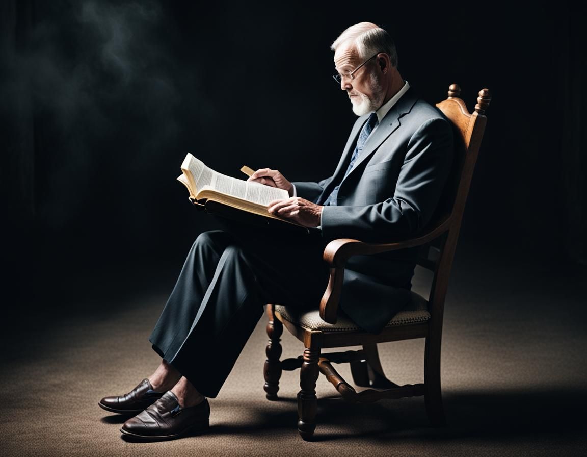Man Reading Bible in Quiet Contemplation